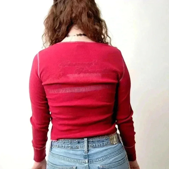 Vintage Y2K Cropped Frilly Long Sleeve Tee Shirt - L - Picture 2 of 7